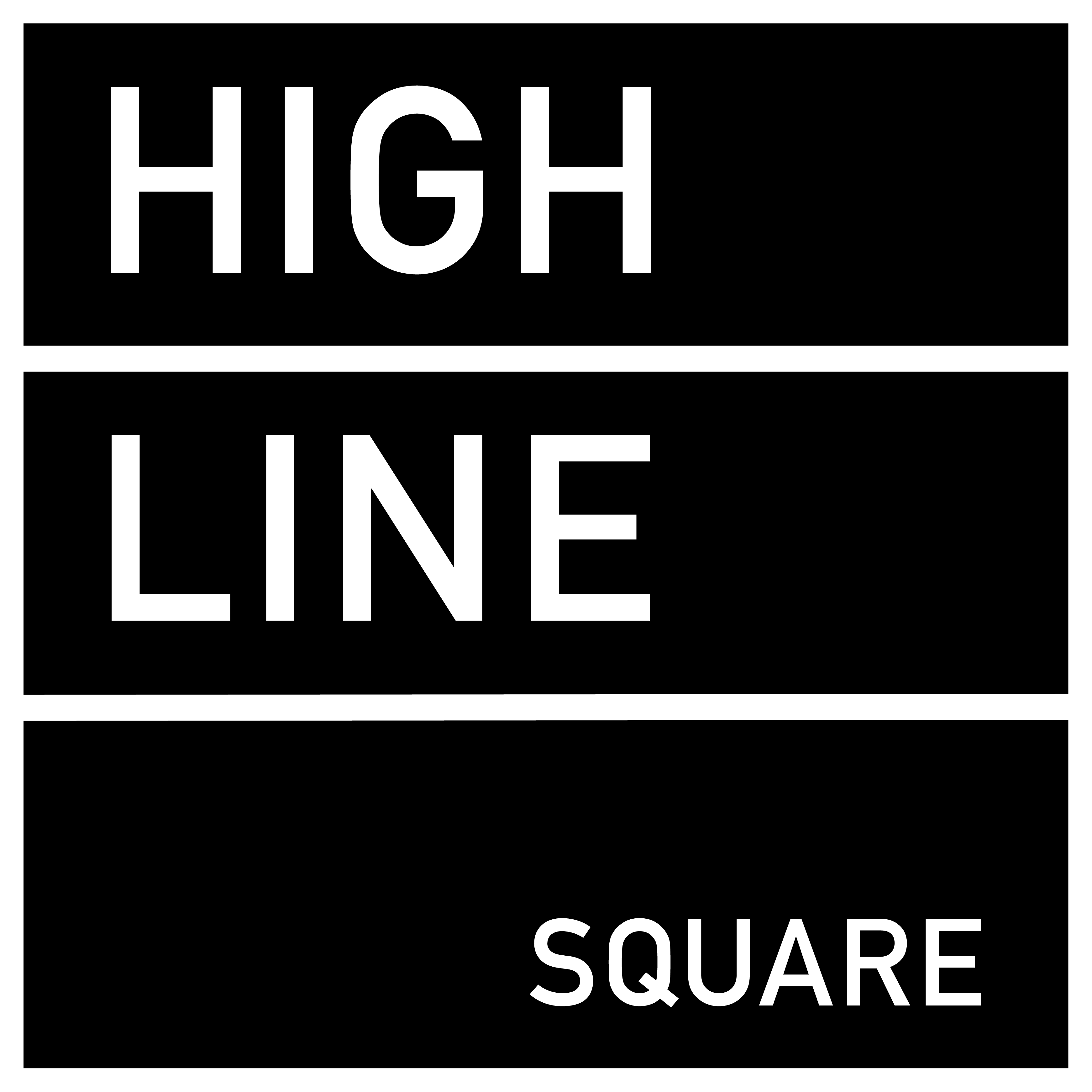 a logo with high line and square on a black background